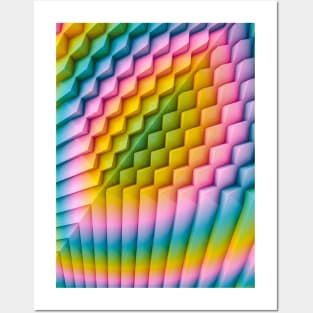 Exponential Edges Multicolored Tie Dye Geometric Abstract Artwork Posters and Art